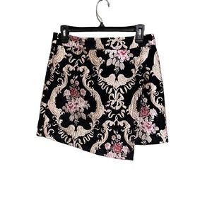 Versona Jacquard Mini Skirt Black W/gold Pink Size 8